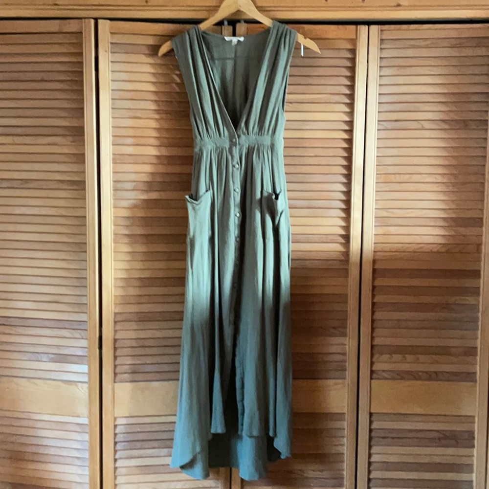 Green cotton maxi dress